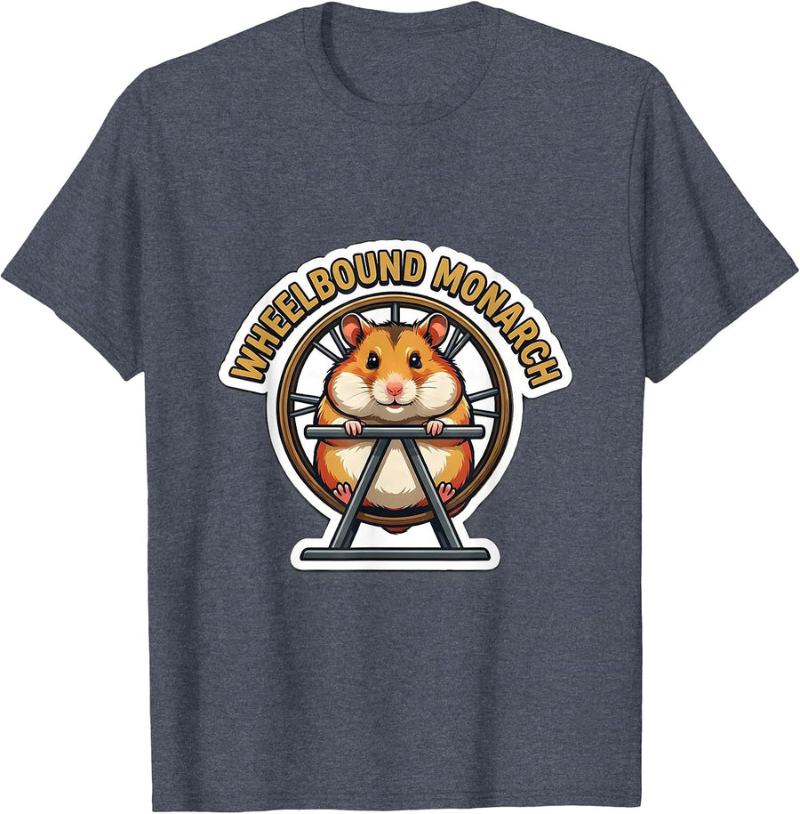 Wheelbound Monarch Funny Hamster Meme Pet Lover Gift T-Shirt - Heather Blue