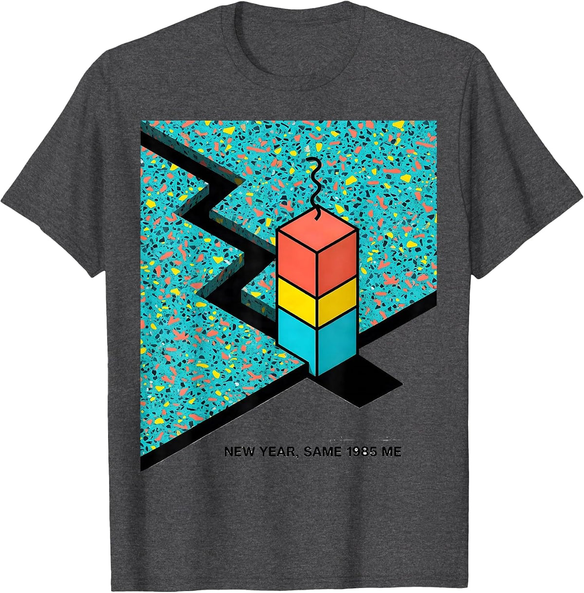 Men's New Year Same 1985 Me Memphis Postmodern 80s Party Costume T-Shirt - Dark Heather Grey