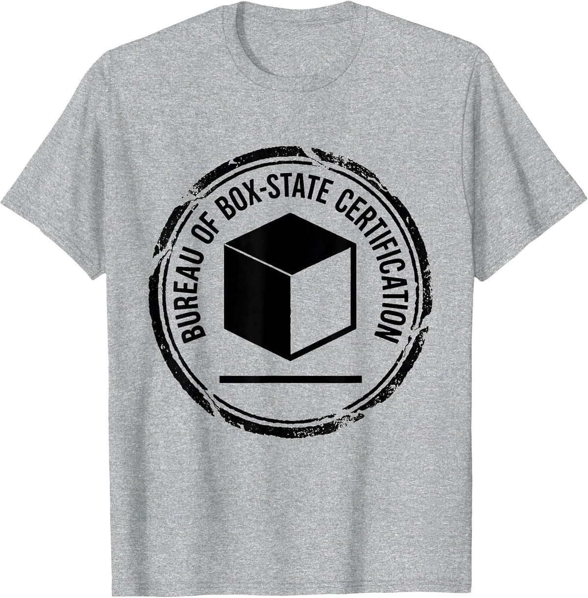 Men's Bureau of Box-State Certification Quantum Physics Humor T-Shirt - Heather Grey