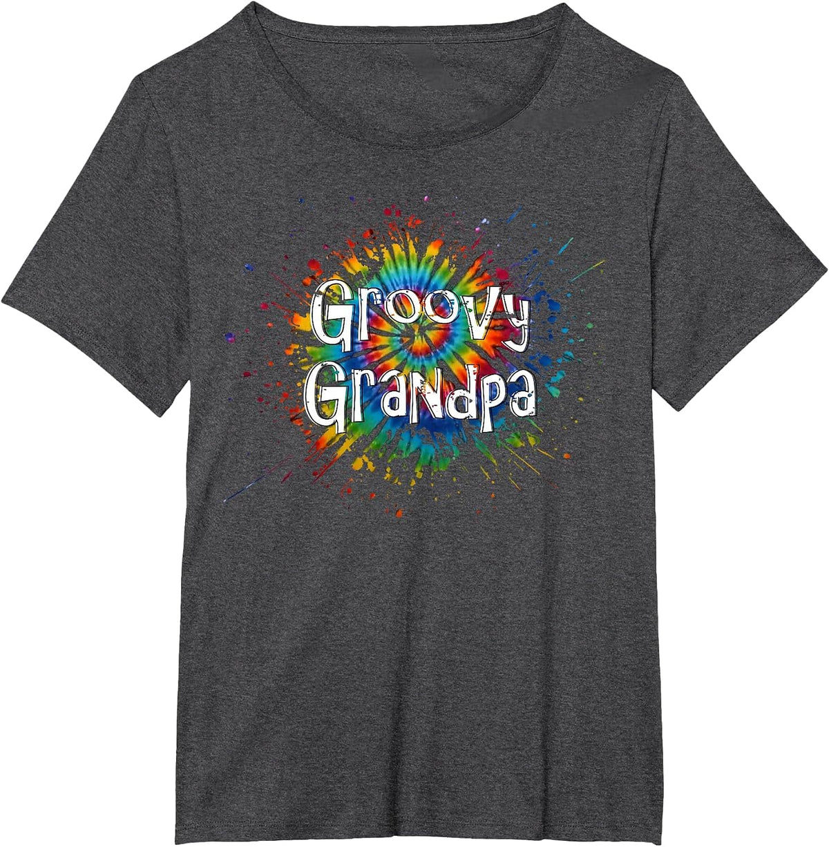 Groovy Grandpa T Shirt Novelty Colorful Fun T-Shirt - Dark Heather Grey