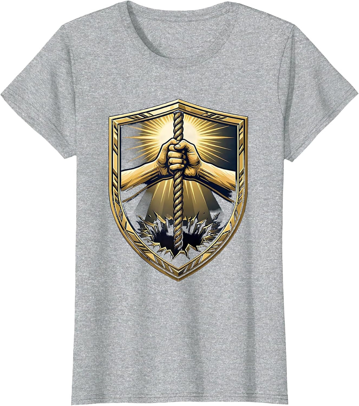 Women's Faith Over Fear Hands Gripping Rope Graphic T-Shirt - Heather Grey