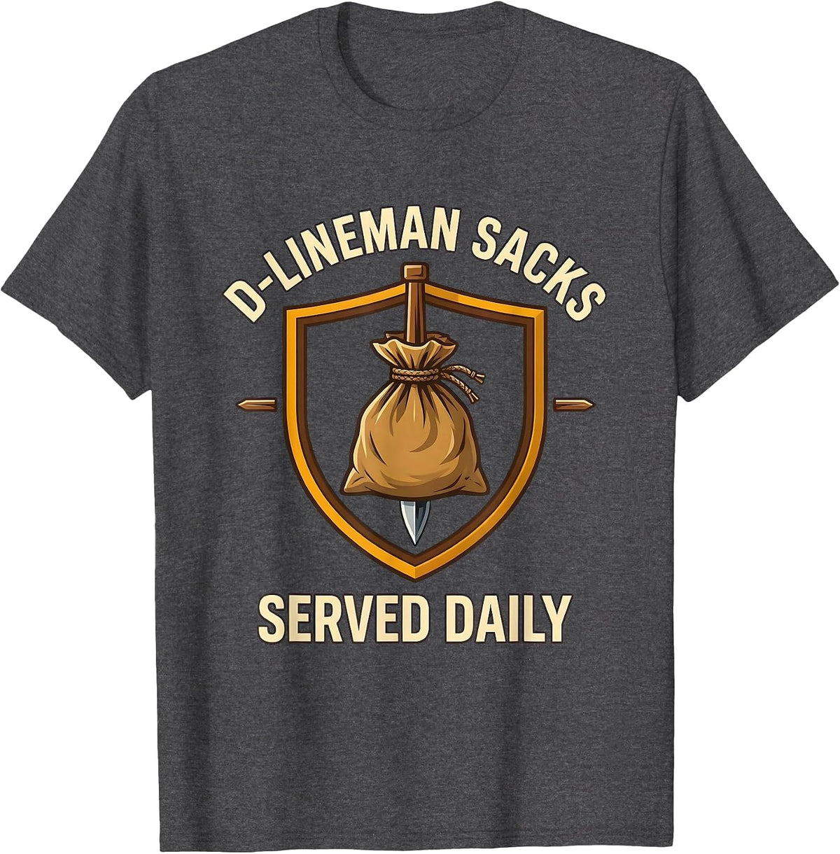 D-Lineman Sacks Served Daily Funny Football Lineman Youth T-Shirt - Dark Heather Grey