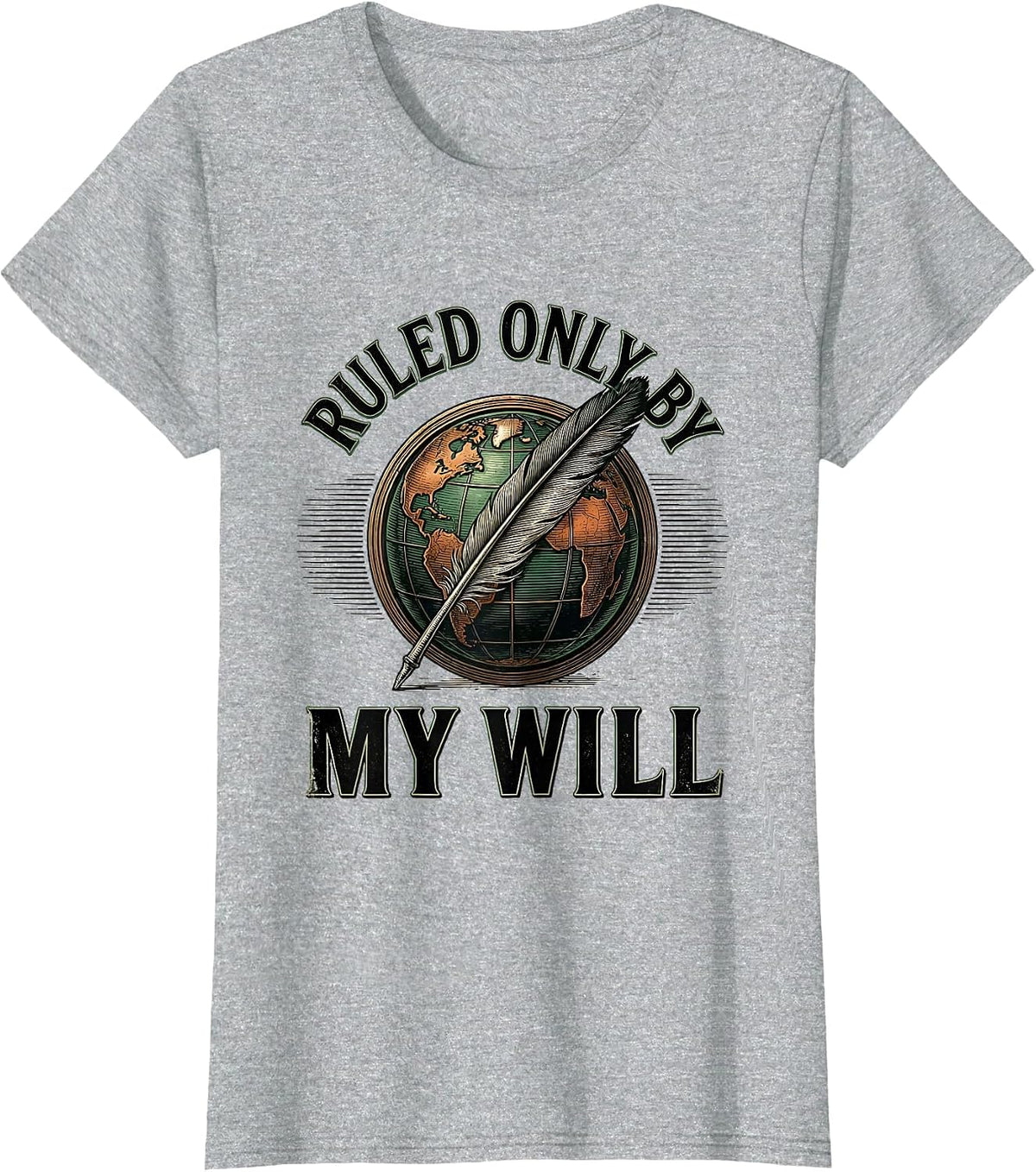 Ruled Only By My Will Vintage Shakespeare Quote Theatre Gift T-Shirt - Heather Grey