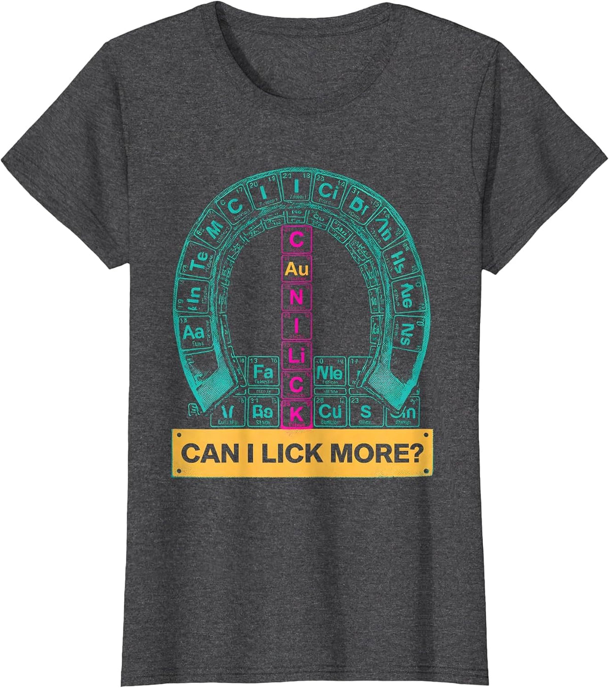Women's Can I Lick More Funny Periodic Table Science Teacher Humor T-Shirt - Dark Heather Grey