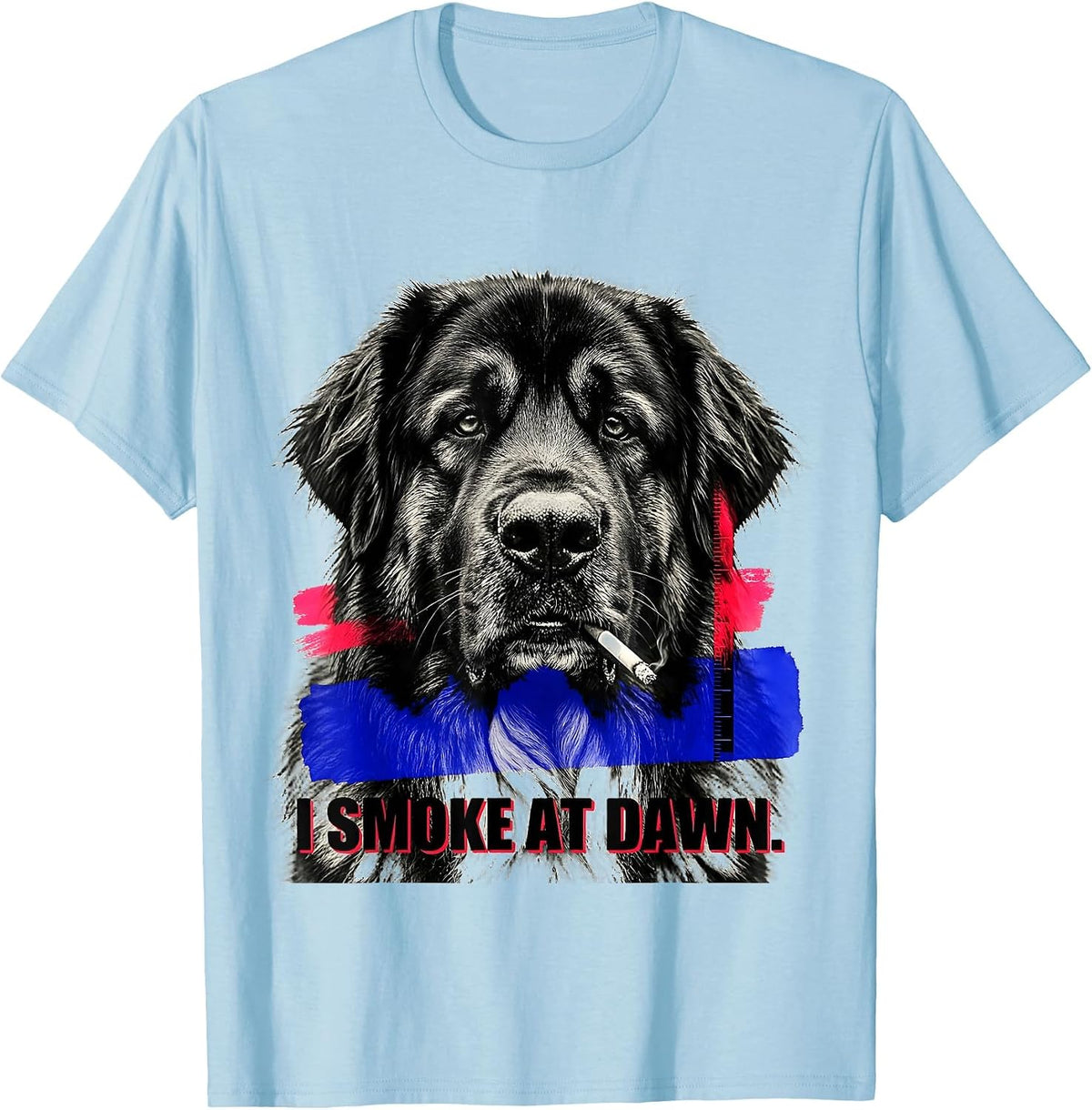 Men's I Smoke At Dawn Funny Great Pyrenees Dog Meme Humor T-Shirt - Baby Blue