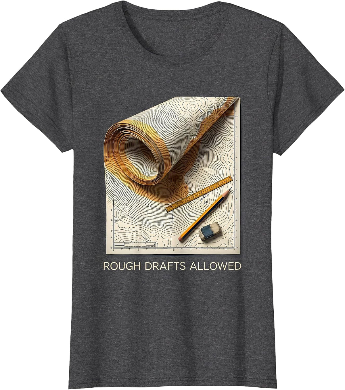 Women's Rough Drafts Allowed Growth Mindset Teacher Classroom T-Shirt - Dark Heather Grey