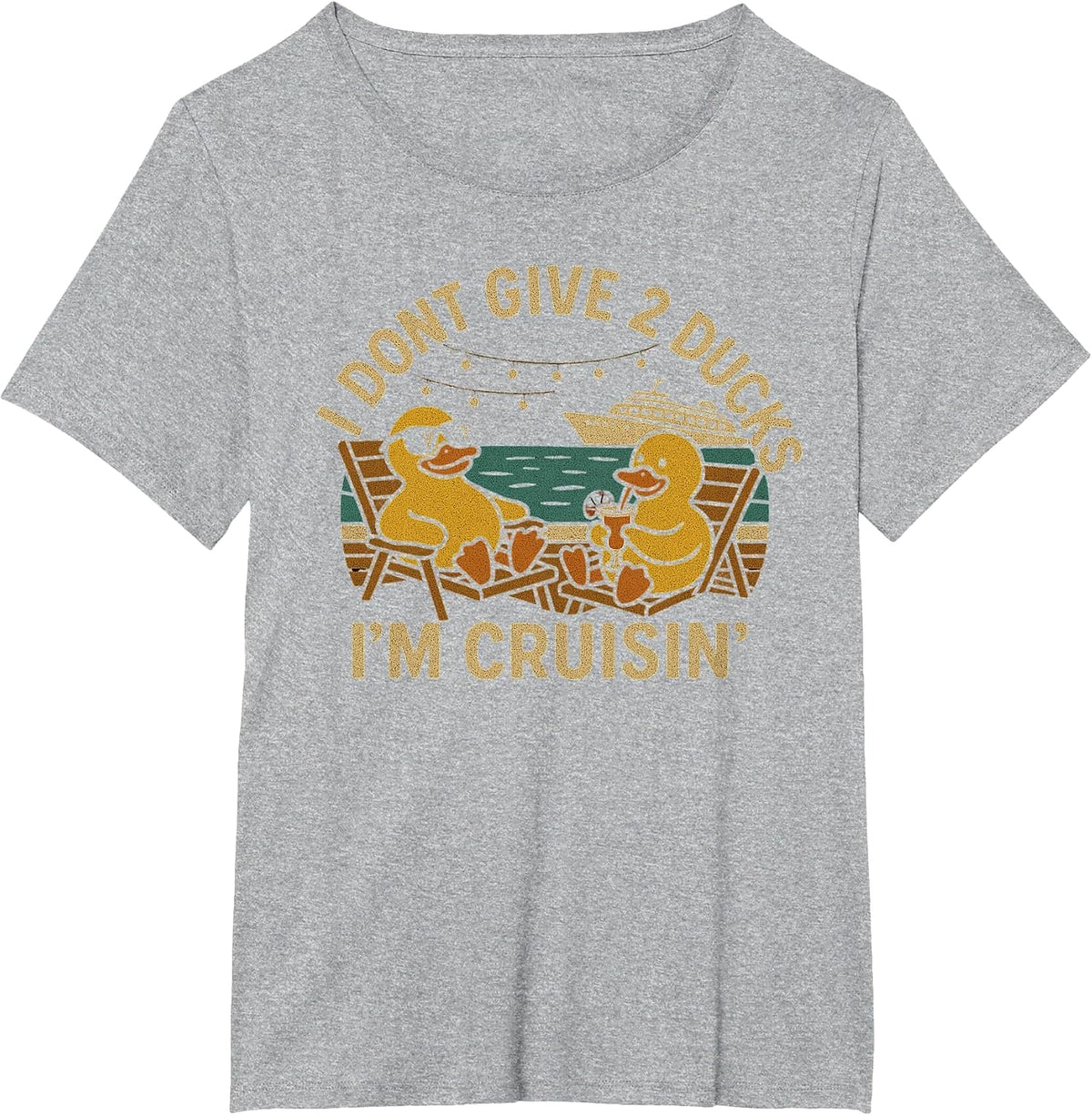 I Don’t Give 2 Ducks I’m Cruisin’ Shirt – Funny Cruise Duck T-Shirt - Heather Grey