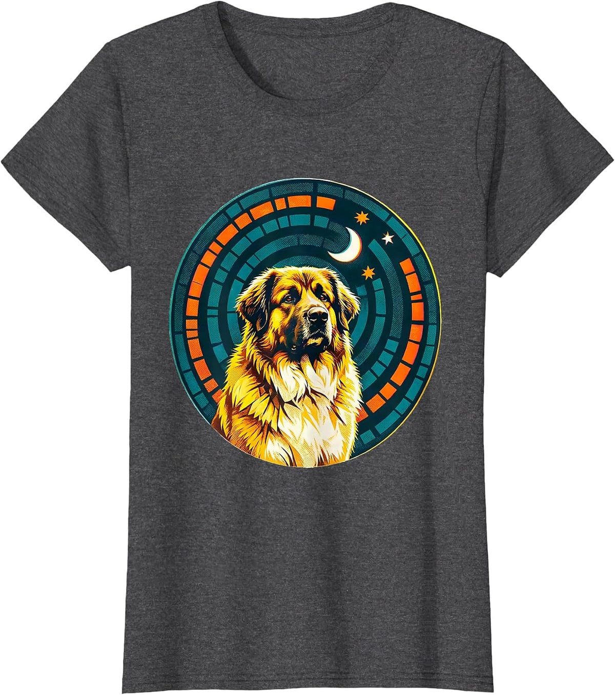 Women's Great Pyrenees Van Gogh Style Starry Night Portrait T-Shirt - Dark Heather Grey