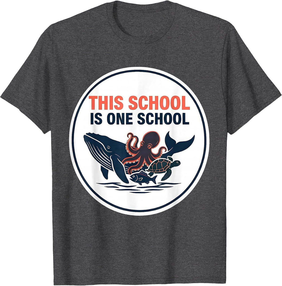Men's This School Is One School Inspirational School Staff Unity T-Shirt - Dark Heather Grey