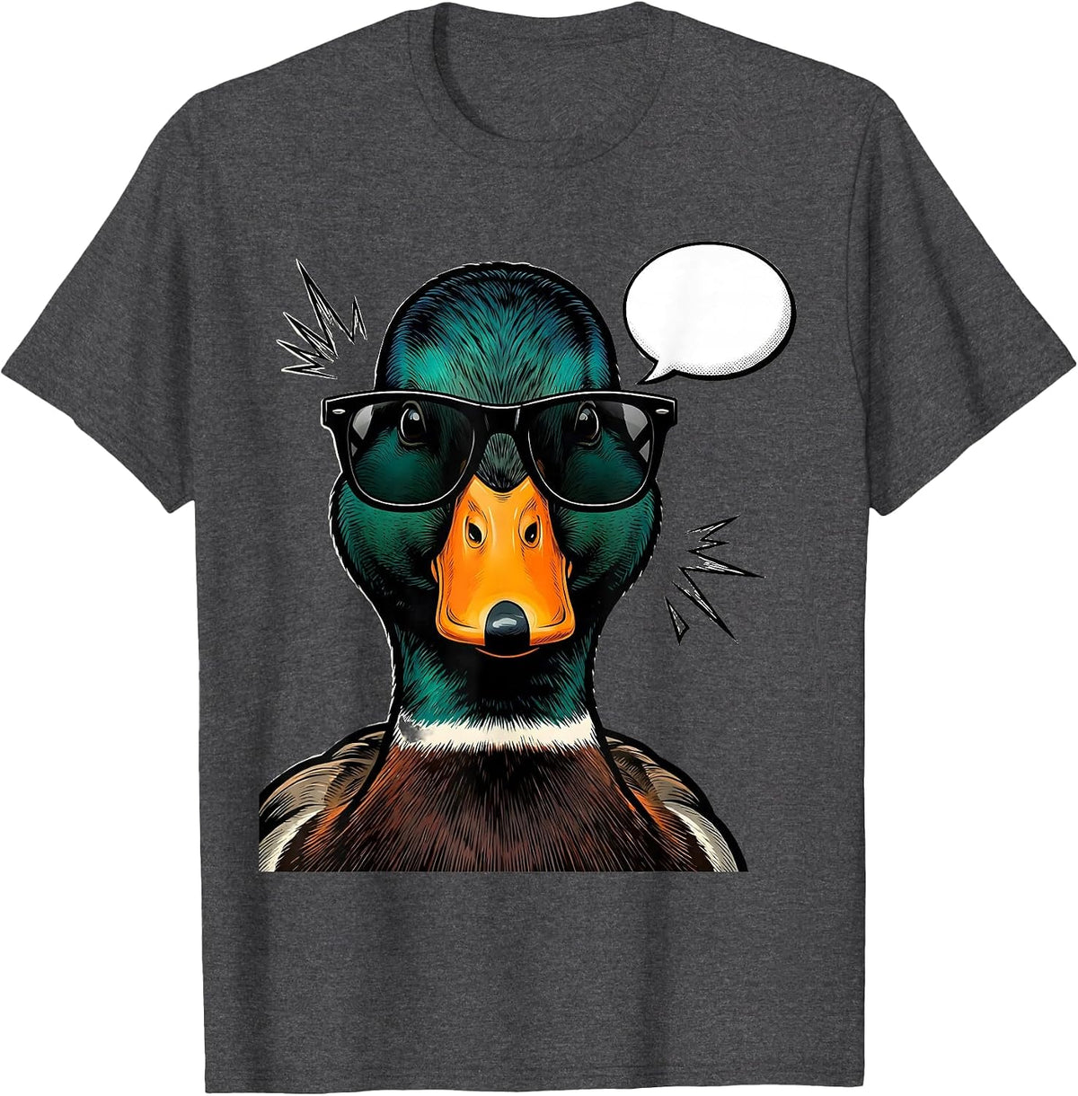Duck Sunglasses Comic Book Novelty Gift T-Shirt - Dark Heather Grey