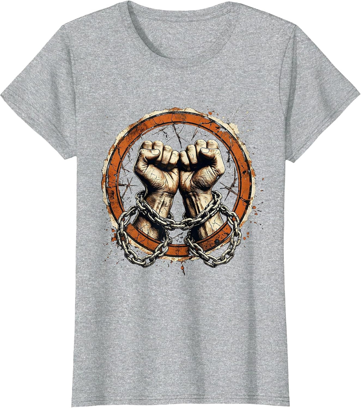 Women's Punk Raised Fists Chain Bracelet Graphic T-Shirt - Heather Grey