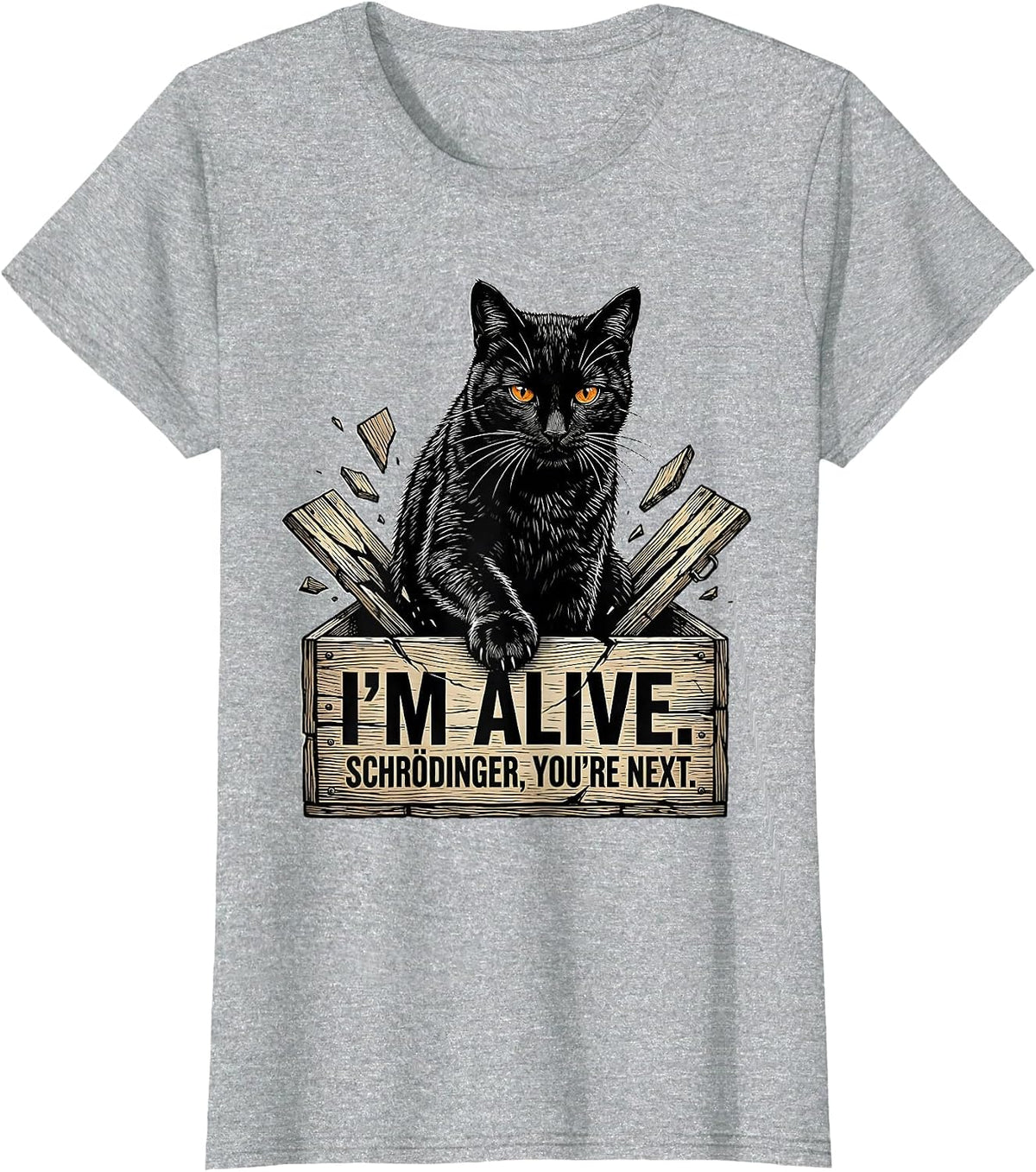 I'm Alive Schrödinger You're Next Funny Physics Science T-Shirt - Heather Grey