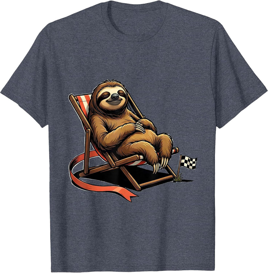 Calm Sloth Lounging Funny Animal Lover Humor T-Shirt, Men, Heather Blue, 3X-Large - As Pictured