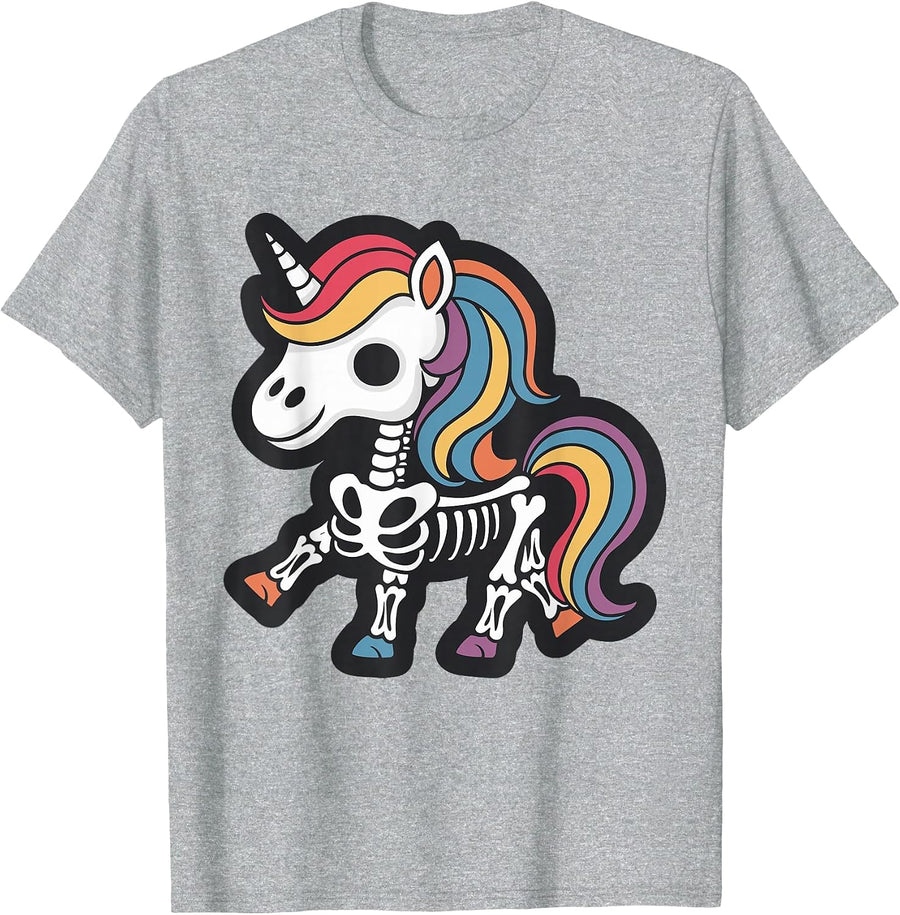 Funny Skeleton Unicorn Lovers Spooky Halloween Costume Girls T-Shirt - Heather Grey