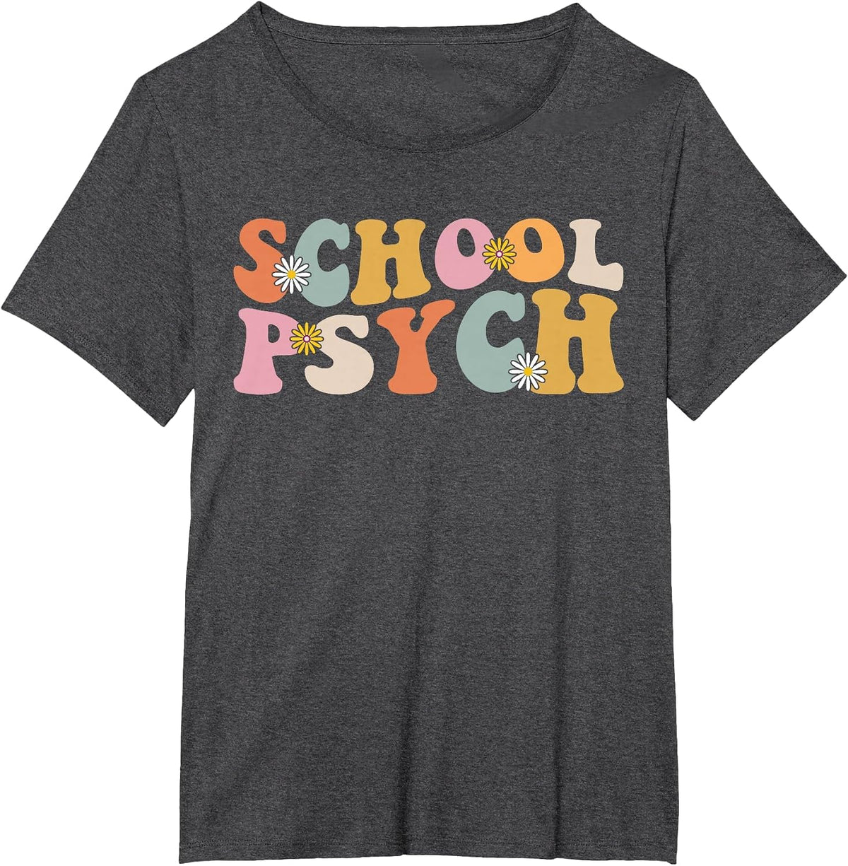 Groovy Retro School Psych Teacher School Psychologist T-Shirt - Dark Heather Grey