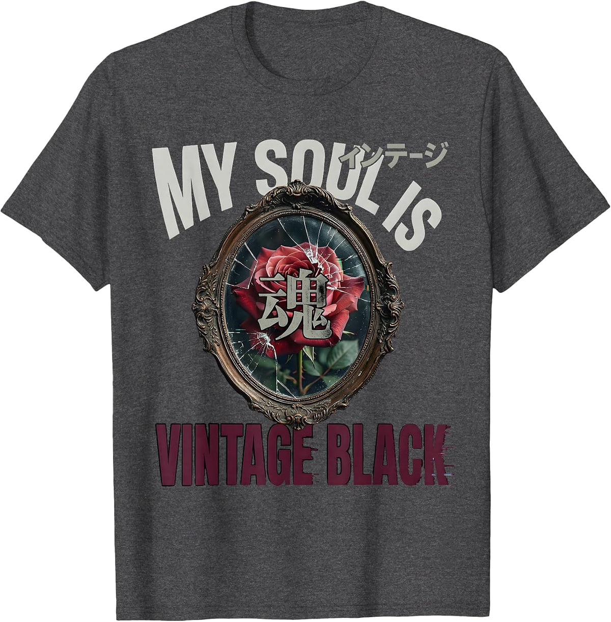 My Soul Is Vintage Black Goth Dark Aesthetic Design T-Shirt - Dark Heather Grey