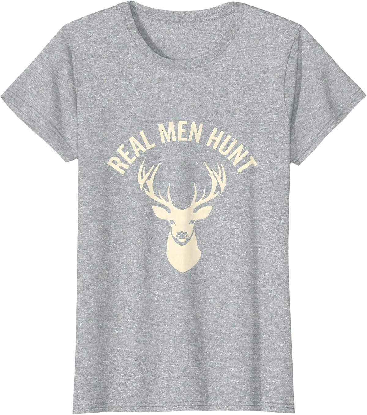 Women's Real Men Hunt Bold Hunting Graphic Design T-Shirt - Heather Grey