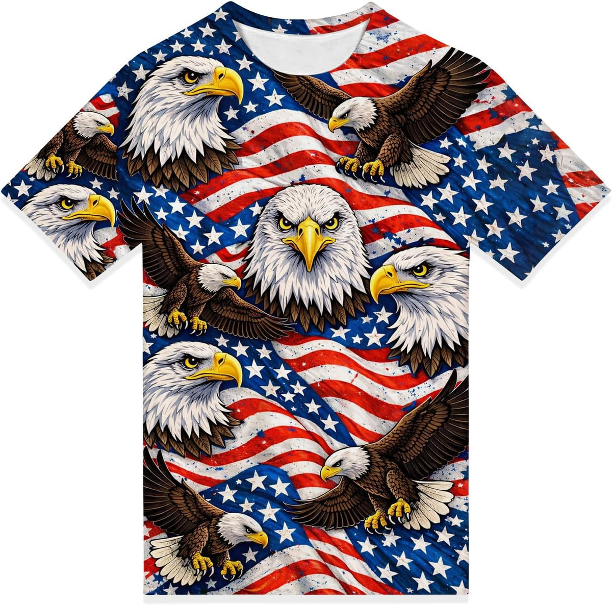 Men's American Flag Bald Eagle Patriotic USA T-Shirt - 02beagle