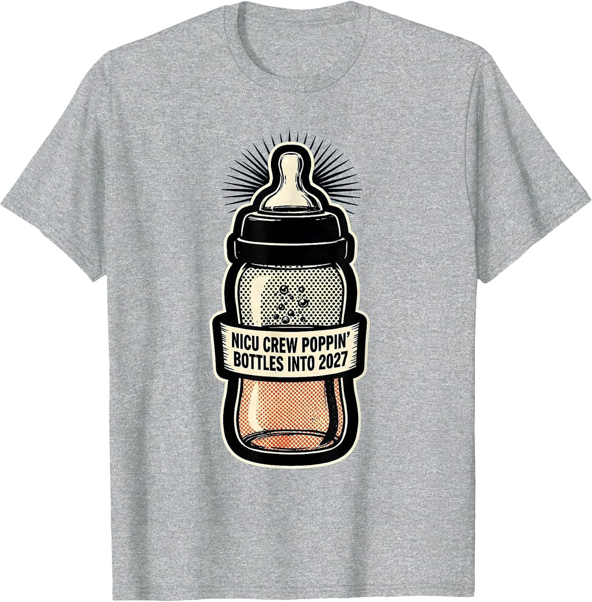 Men's NICU Crew Poppin Bottles Into 2027 Nurse New Year Eve T-Shirt - Heather Grey