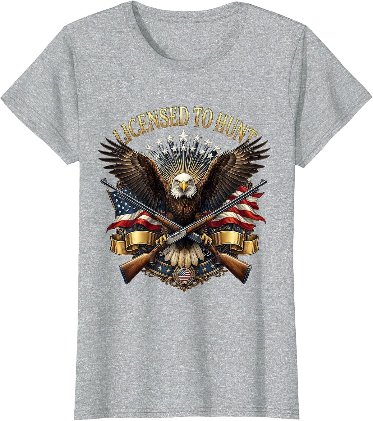 Licensed to Hunt Proud Hunter Graphic Design T-Shirt - Heather Grey