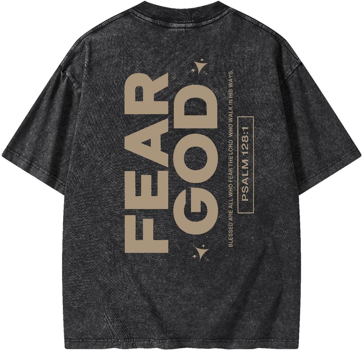 Graphic Tees Summer Women Men Cotton Novelty Oversized Crew Fear God Christian Washed T-Shirt - Black