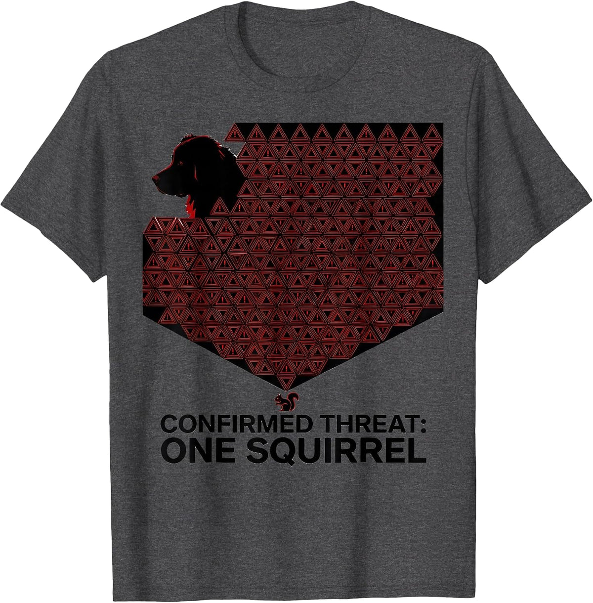 Men's Confirmed Threat One Squirrel Geometric Great Pyrenees Dog T-Shirt - Dark Heather Grey