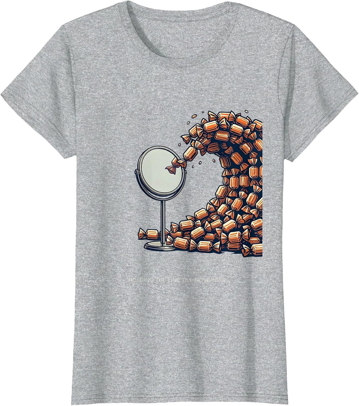 Women's Holding The Line Till November Funny Dental Hygienist T-Shirt - Heather Grey