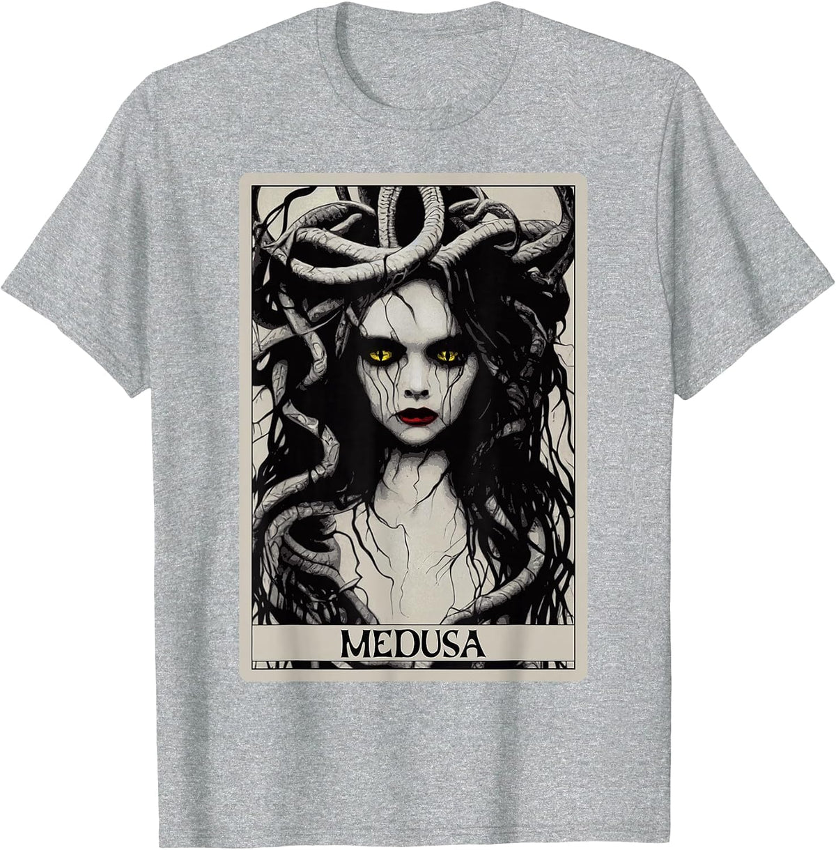 Greek Mythology Medusa Tarot Card T-Shirt - Heather Grey