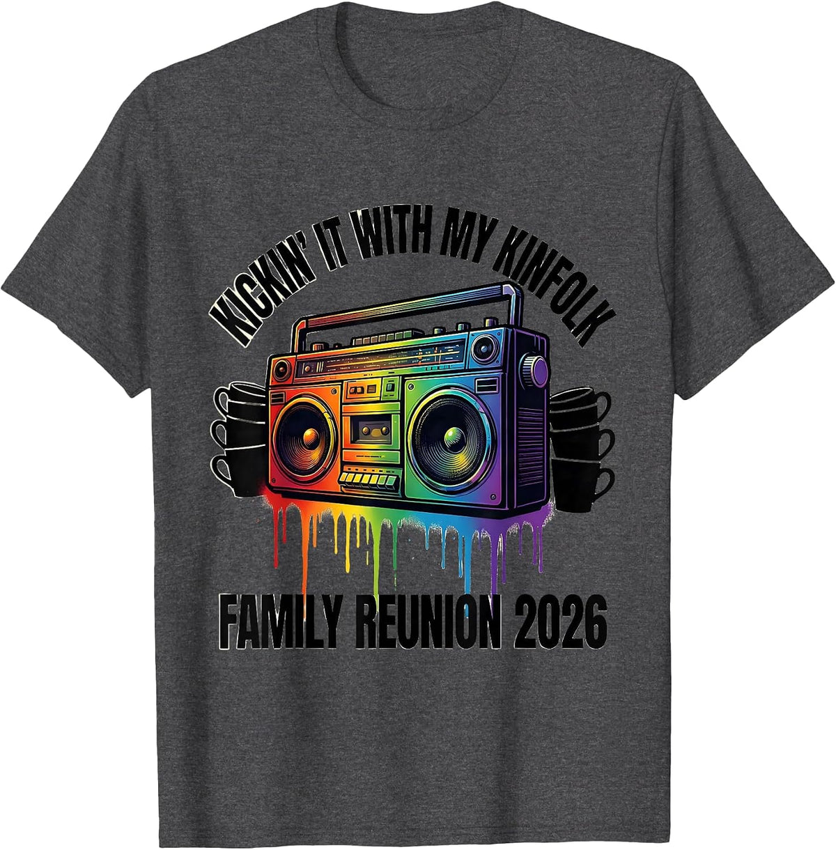 Kickin It With My Kinfolk Family Reunion 2026 T-Shirt - Dark Heather Grey