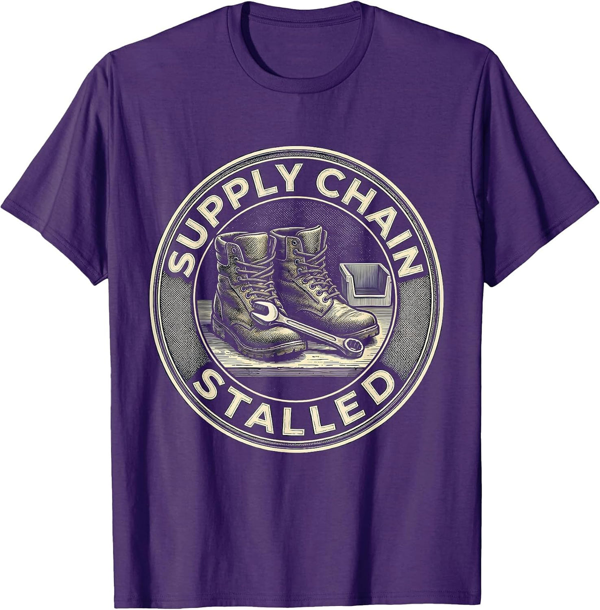 Supply Chain Stalled Crosshatch Auto Mechanic Waiting on T-Shirt - Purple