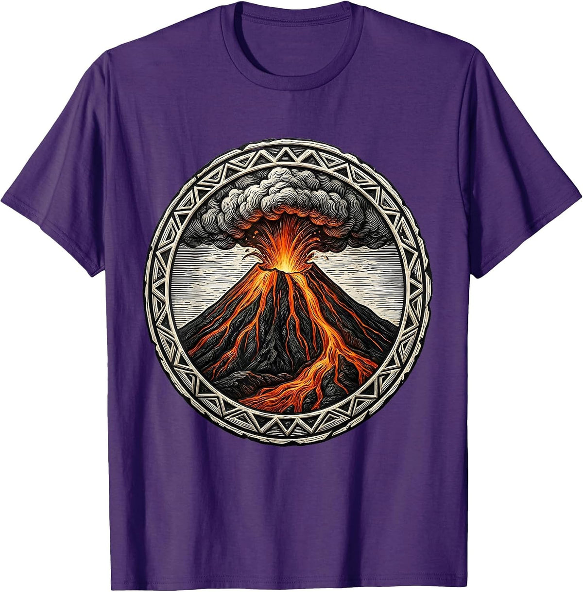 Mount Etna Night Eruption Italy Volcano Graphic T-Shirt - Purple