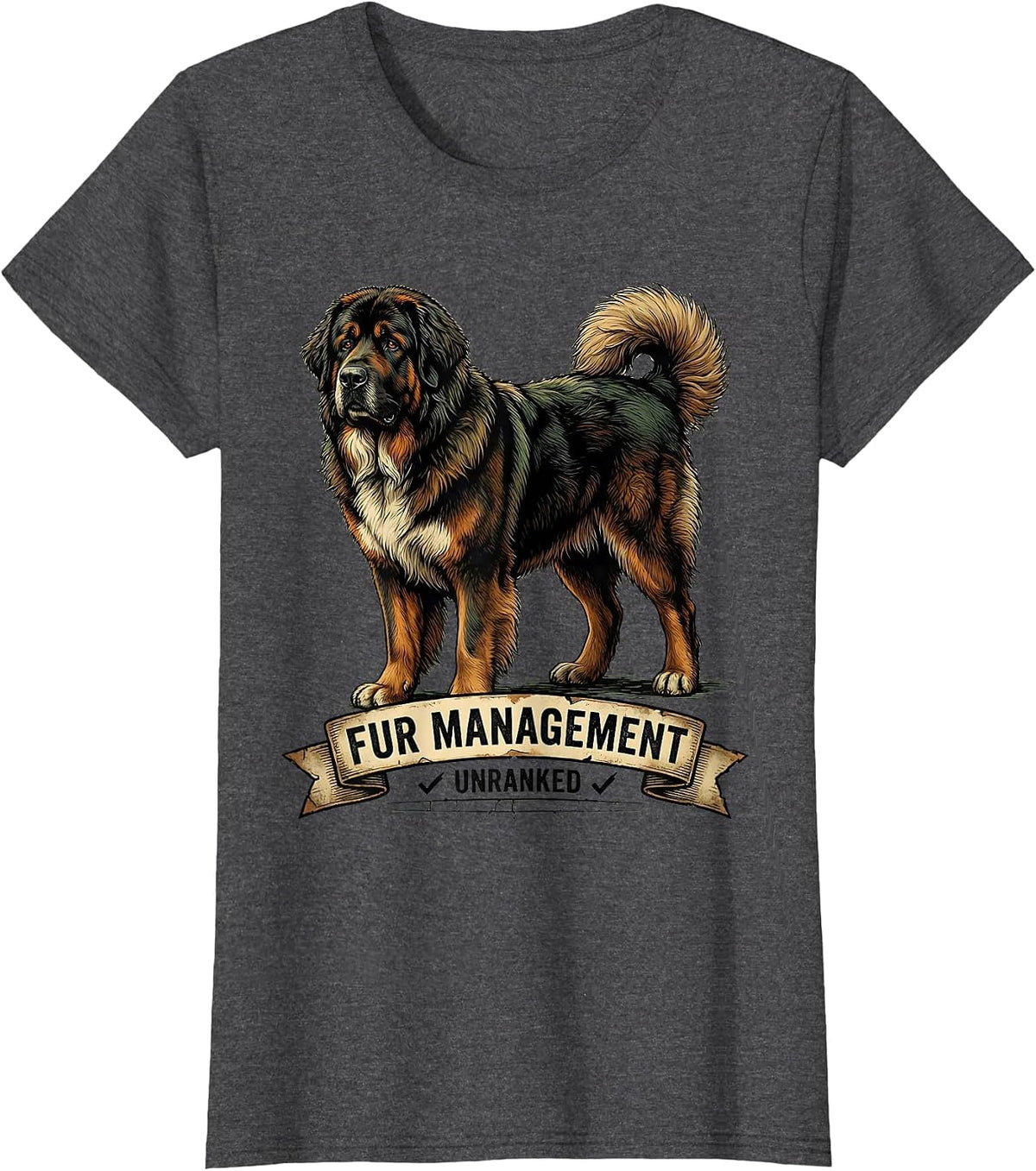 Women's Fur Management, Unranked Funny Great Pyrenees Dog Owner T-Shirt - Dark Heather Grey
