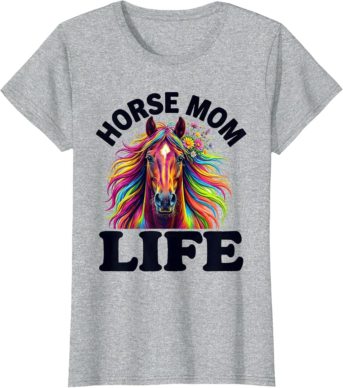 Women's Horse Mom Life Equestrian Lover Design T-Shirt - Heather Grey