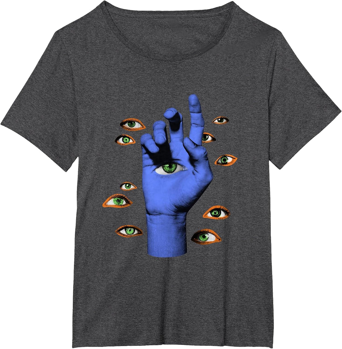 Weirdcore Hand Eyeballs Weird Eyes Goth Grunge Gothic Odd T-Shirt - Dark Heather Grey