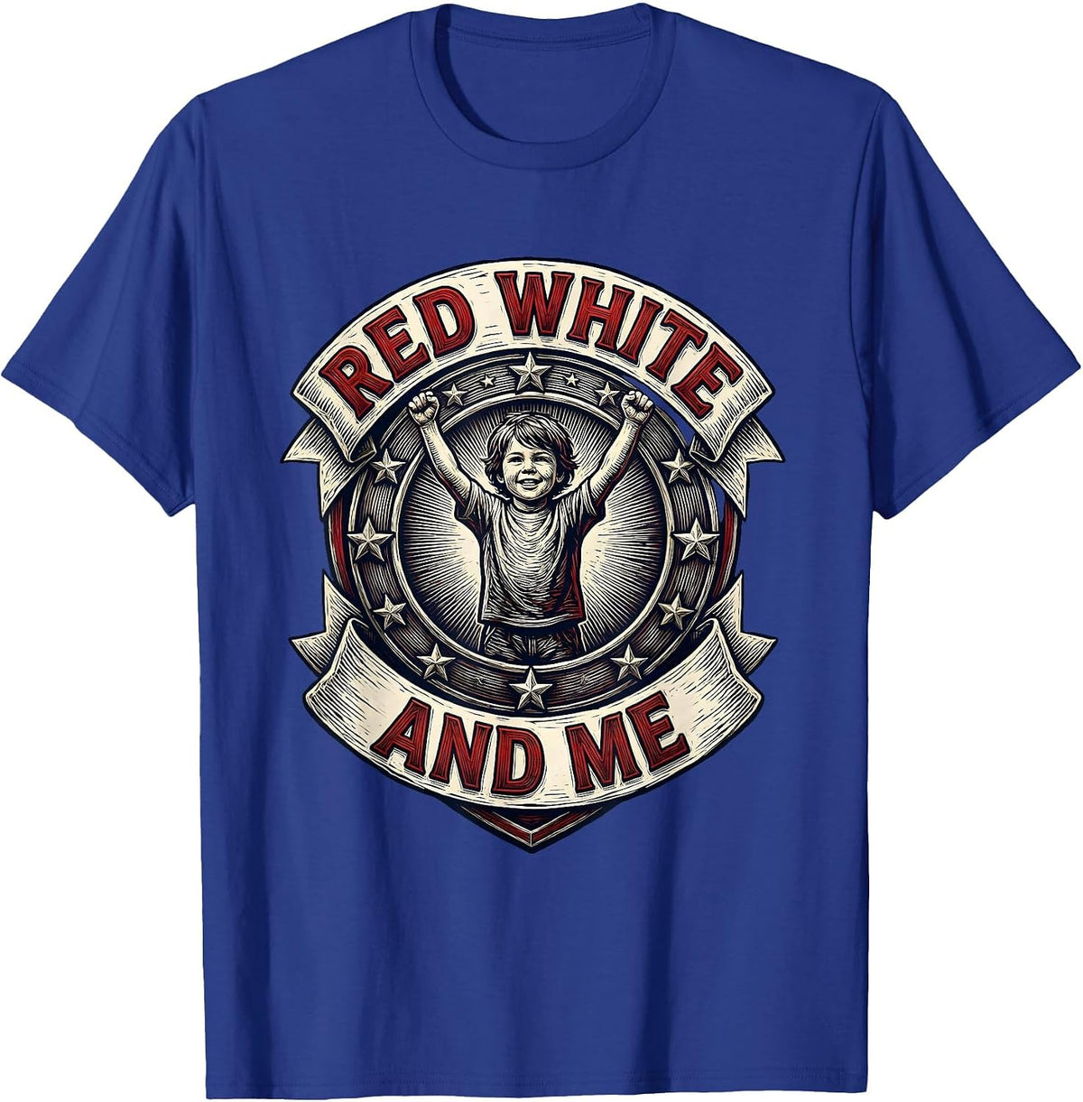Men's Red White and Me Patriotic Kids Design T-Shirt - Royal Blue