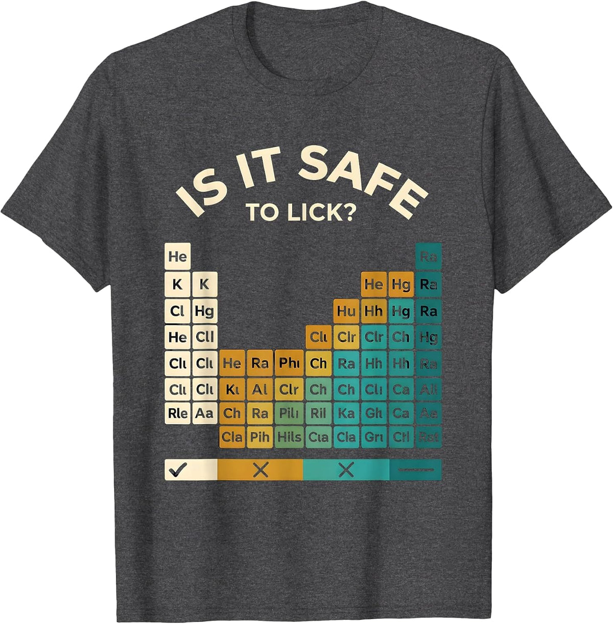 Is It Safe To Lick Funny Periodic Table Science Teacher T-Shirt - Dark Heather Grey