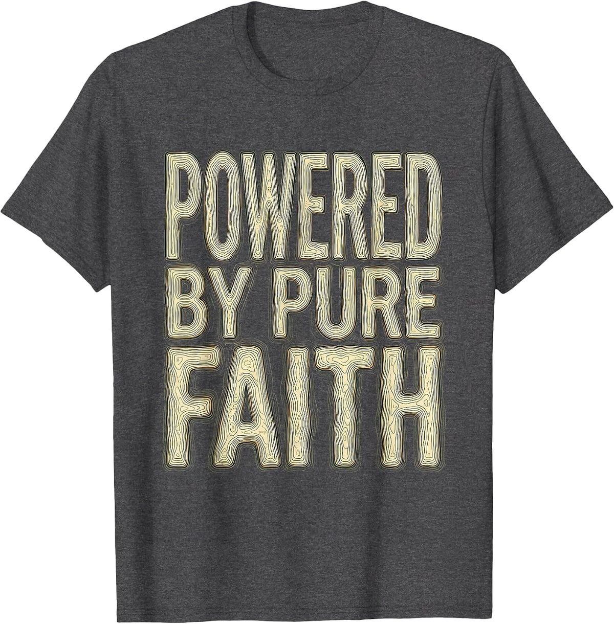 Powered by Pure Faith Faith Over Fear Design T-Shirt - Dark Heather Grey