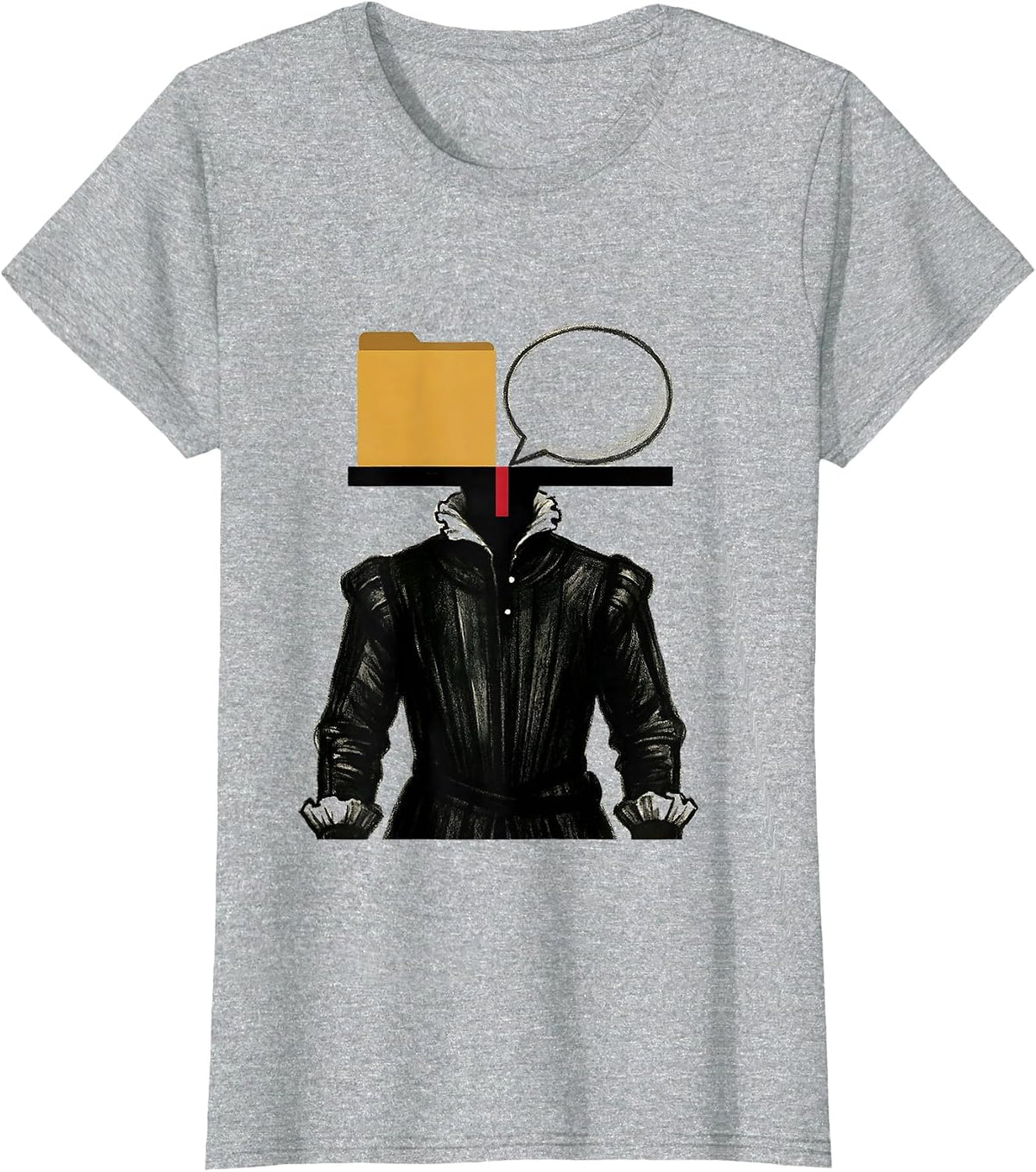 Ruff and Doublet Editorial Conceptual Shakespeare Humor T-Shirt - Heather Grey
