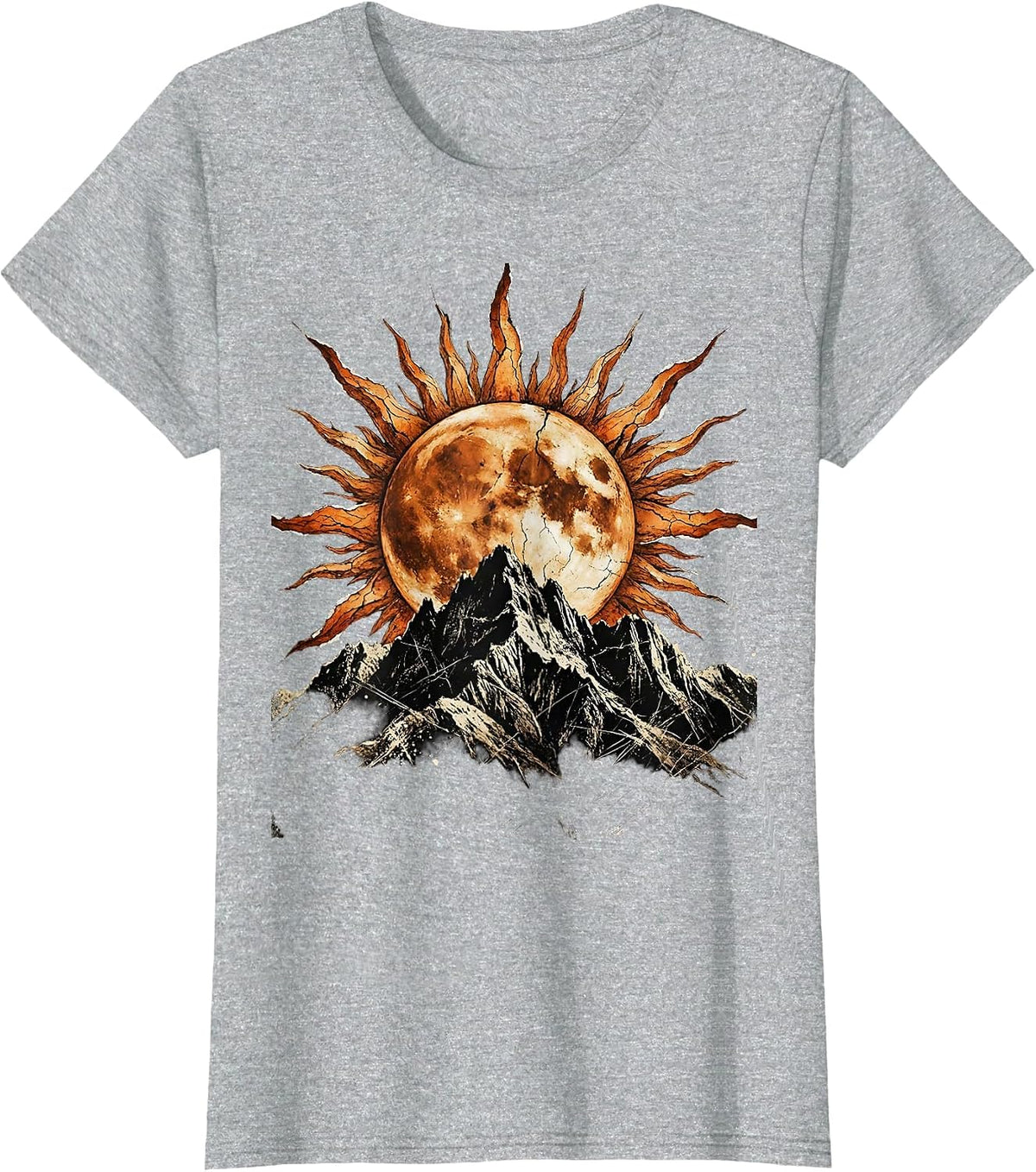 Women's Faith Over Fear Rising Sun Mountain Graphic T-Shirt - Heather Grey