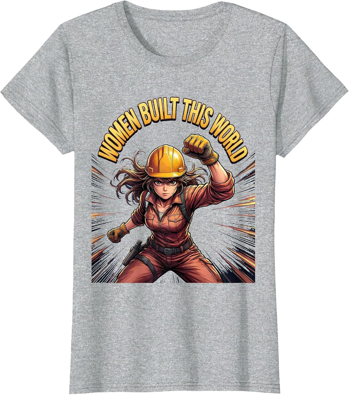 Women Built This World Labor Day Graphic Design T-Shirt - Heather Grey
