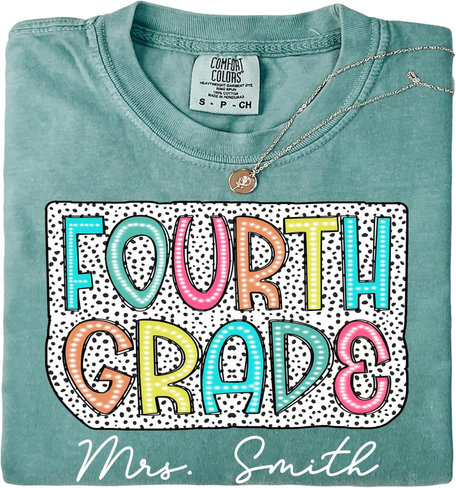 NAZENTI Personalized Teacher Shirt with Name – Custom Back to School T-Shirt for Women, First Day of School Gifts Teachers -