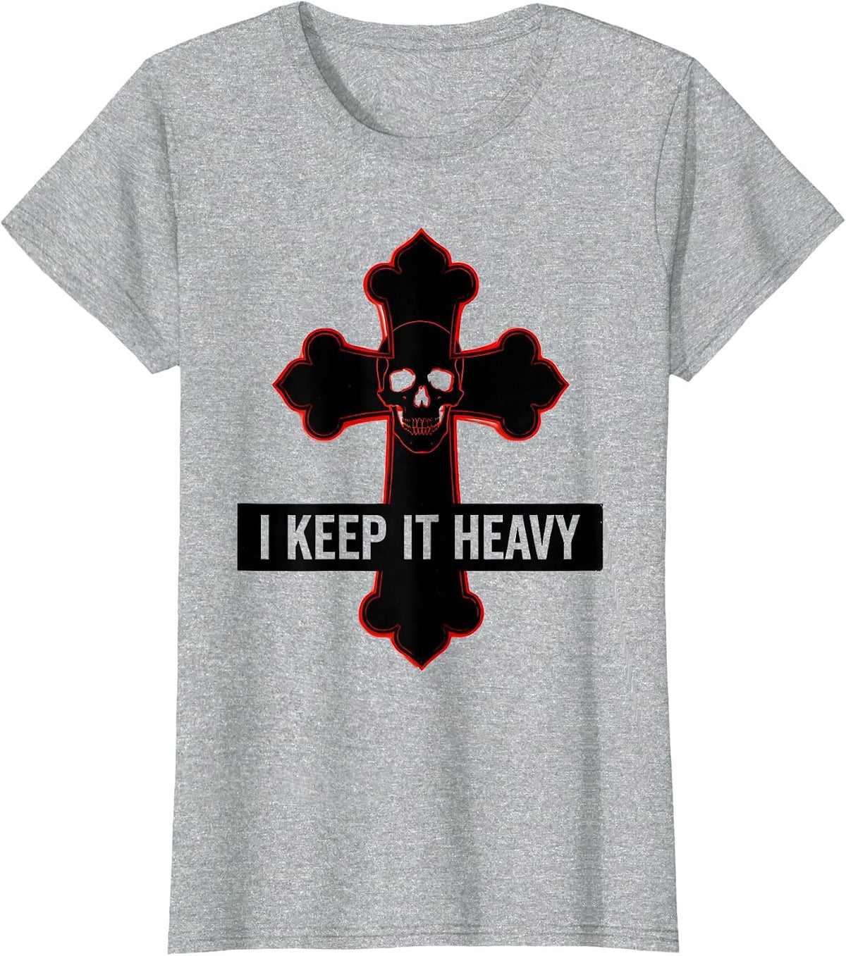 I Keep It Heavy Gothic Skull Alt Y2K Emo Aesthetic T-Shirt - Heather Grey