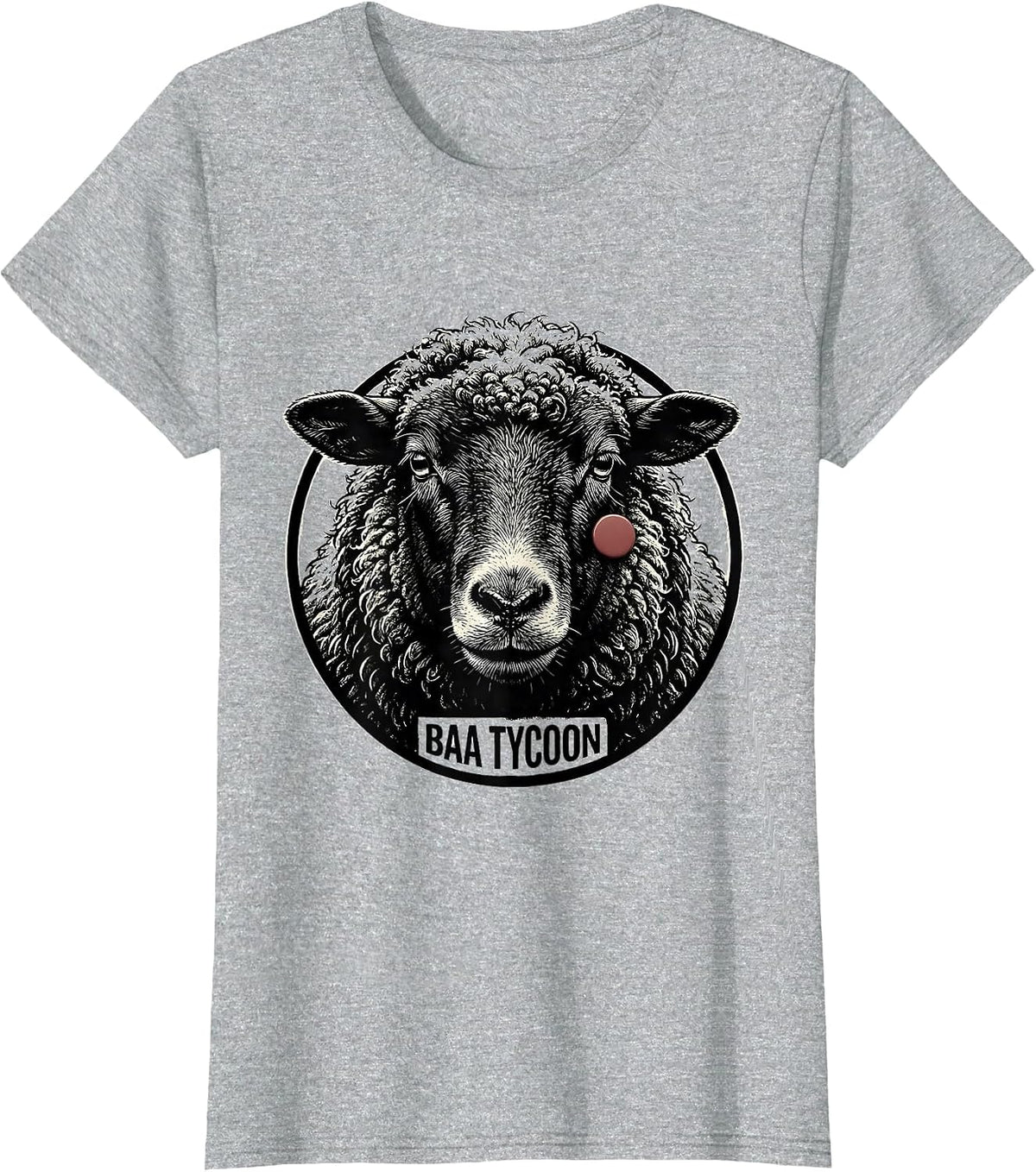 Women's Baa Tycoon Funny Farm Animal Photo Humor Sheep Lover T-Shirt - Heather Grey