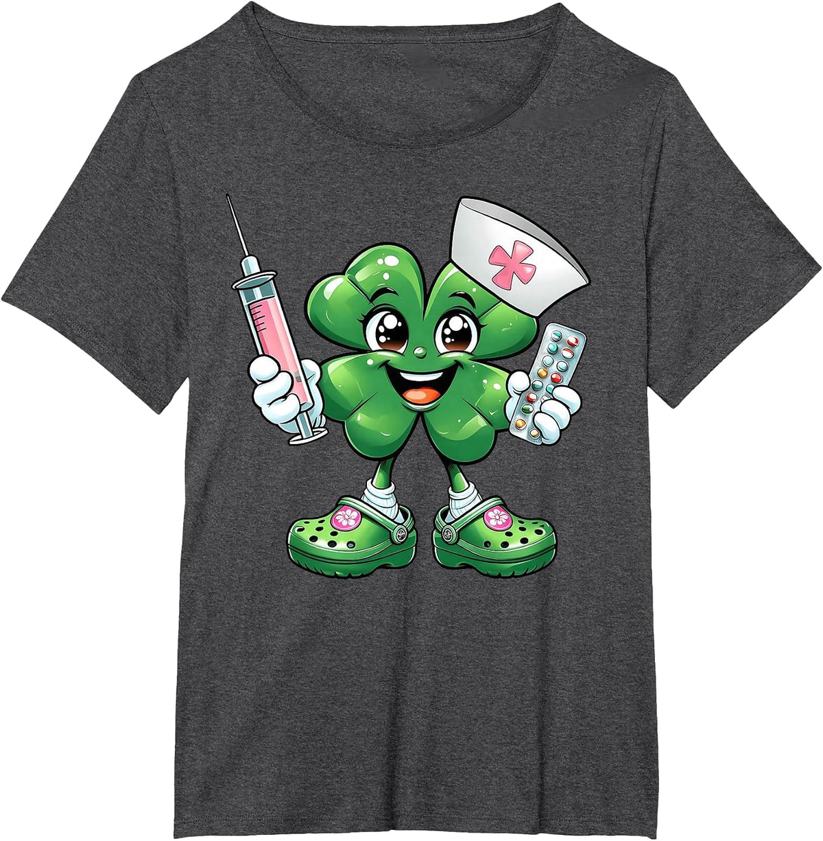 Saint Pattys Scrub St Patricks Day Nurse Shamrock Women T-Shirt - Dark Heather Grey