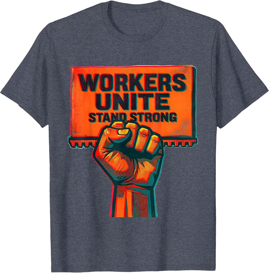 Workers Unite Labor Day Union Pride Design T-Shirt - Heather Blue