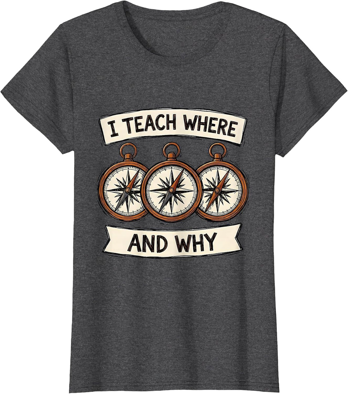 Women's I Teach Where And Why Funny History Teacher Social Studies T-Shirt - Dark Heather Grey