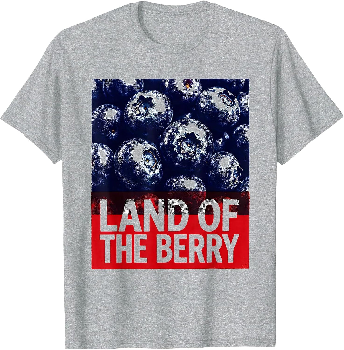Men's Land of the Berry Red White and Blueberries Design T-Shirt - Heather Grey