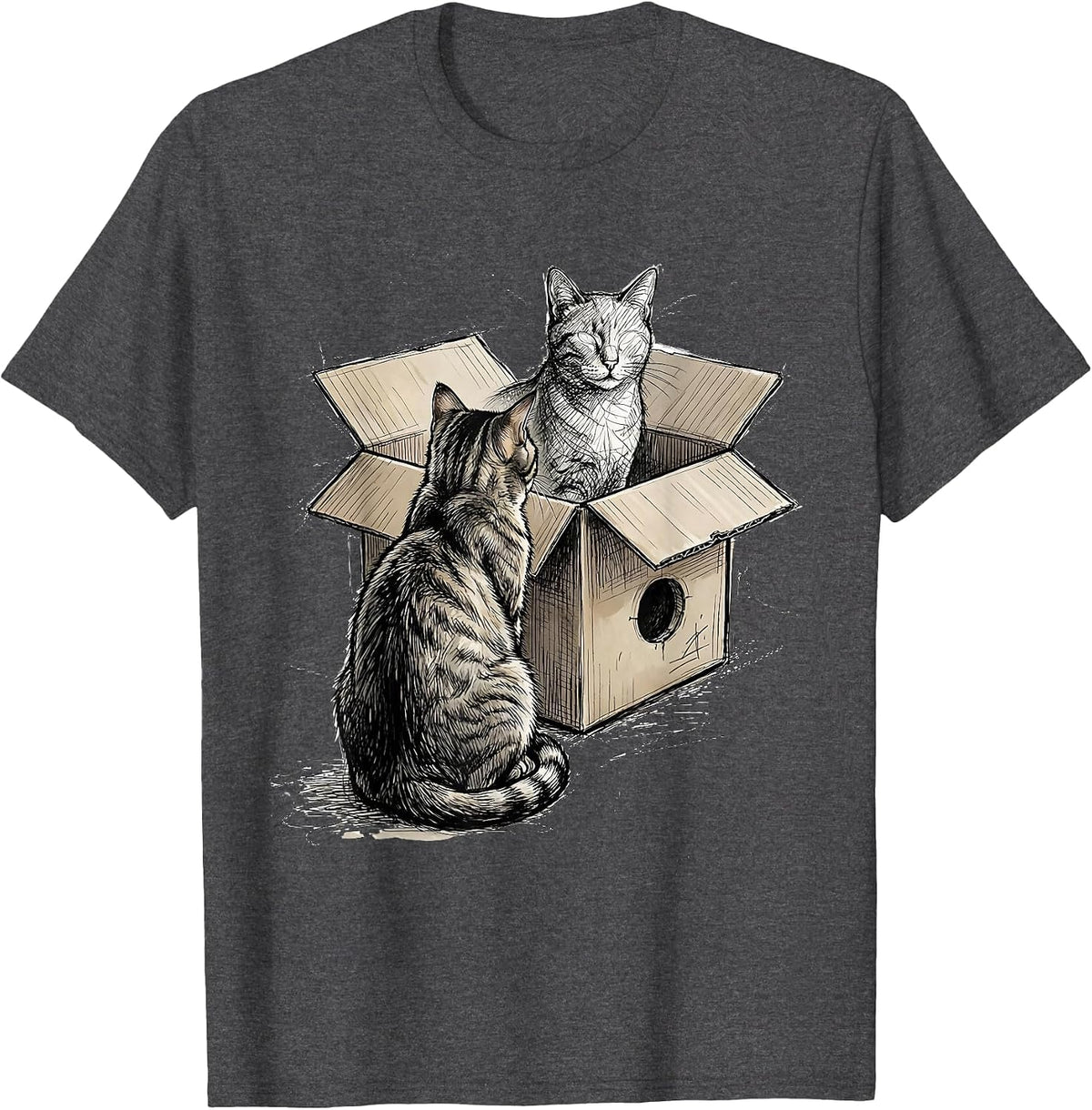Schrodingers Cat Quantum Physics Humor Science Geek Gift T-Shirt - Dark Heather Grey