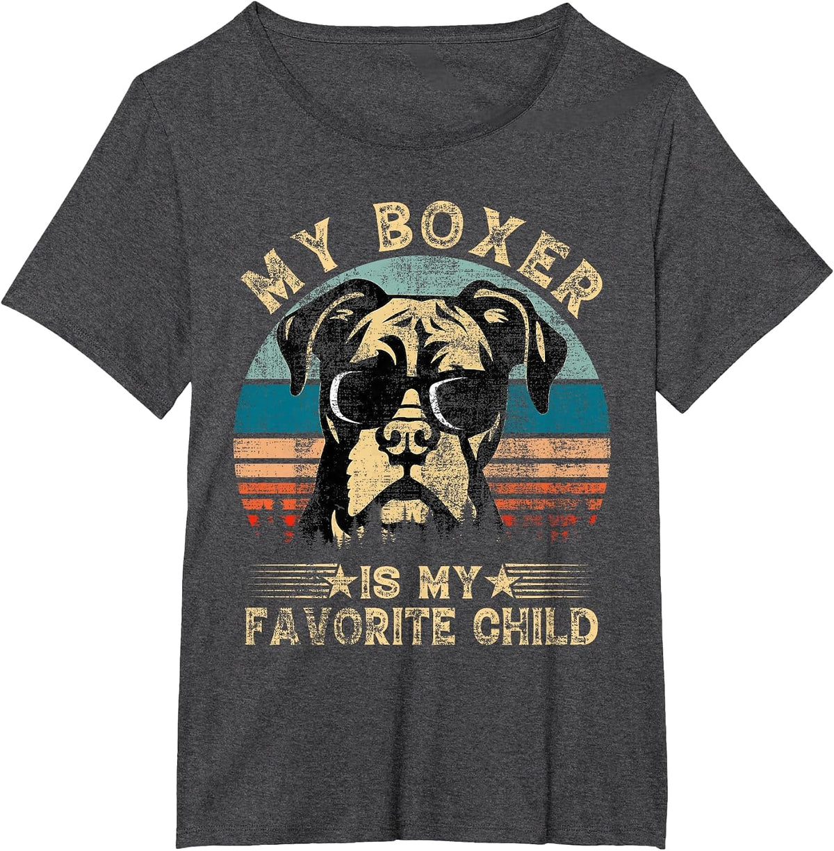 My Boxer Dog is My Favorite Child Funny Family Humor Mom Dad T-Shirt - Dark Heather Grey