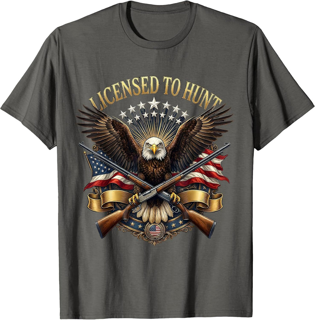 Licensed to Hunt Proud Hunter Graphic Design T-Shirt - Asphalt Grey